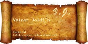 Vainer Jolán névjegykártya